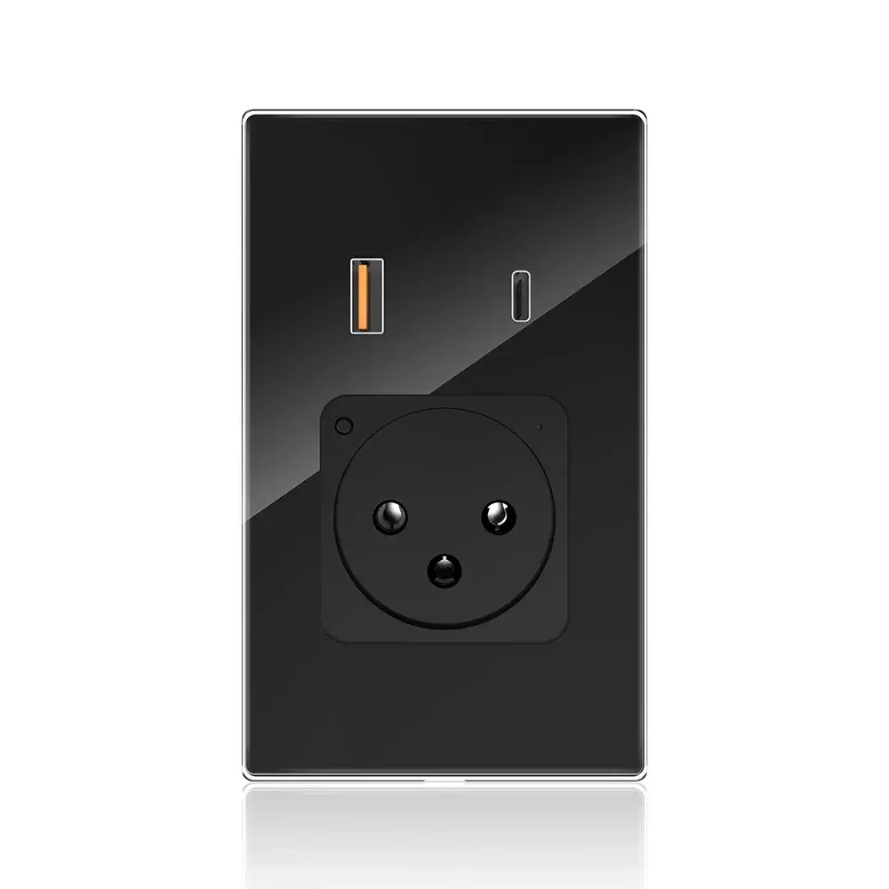 Shawader Israel Smart Wall Socket USB Plug Outlet Type-C PD 20W Fast Charge Glass Panel App Remote Control by Alexa Google Home