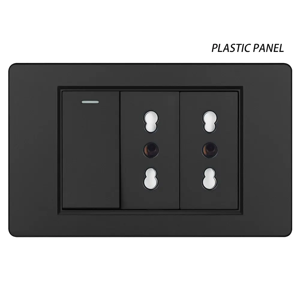 Italy Switch Wall Sockets USB Type-C Chile Plug 16A Chilean Outlets Italian EU Power Socket Tempered Glass Panel Home Office