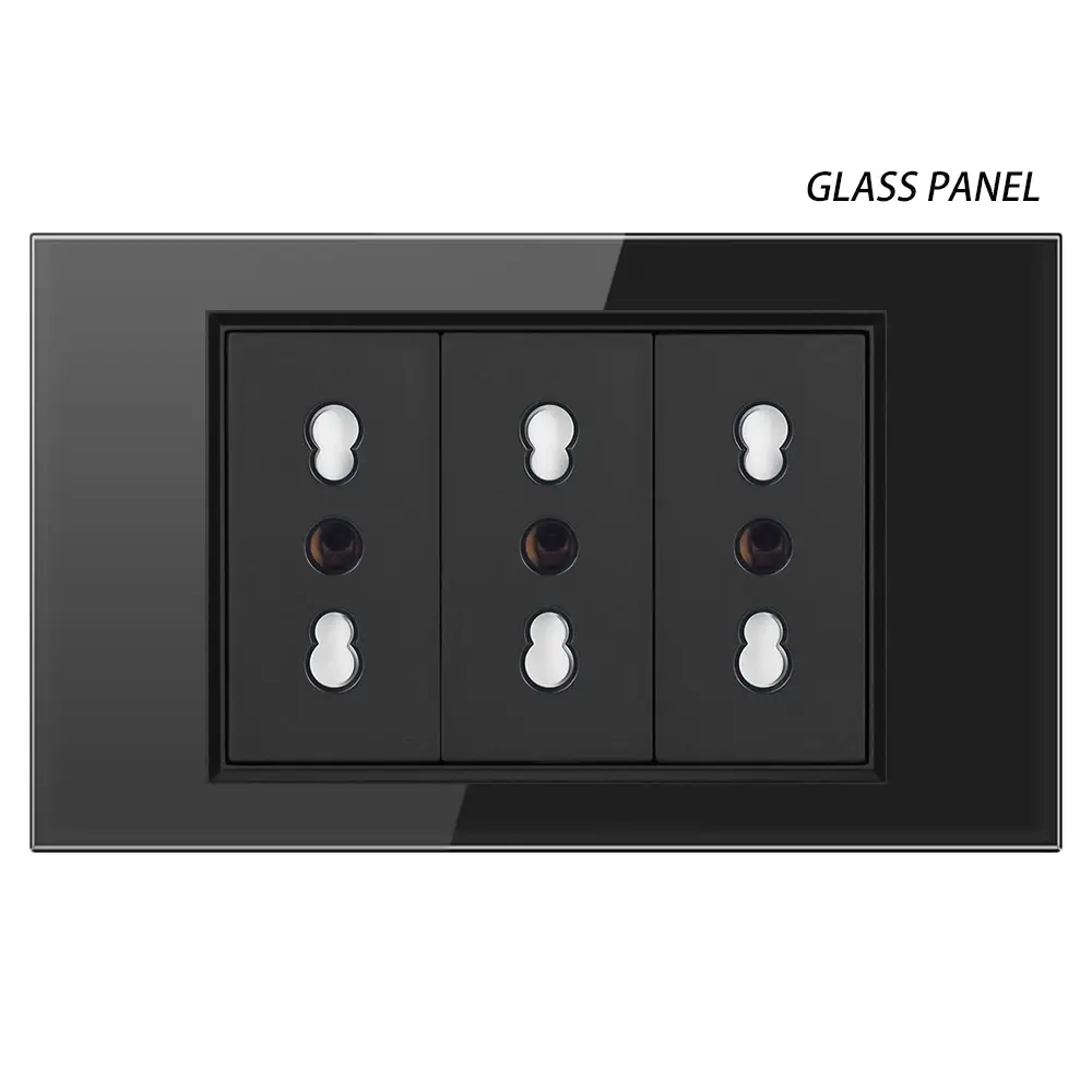 Italy Switch Wall Sockets USB Type-C Chile Plug 16A Chilean Outlets Italian EU Power Socket Tempered Glass Panel Home Office