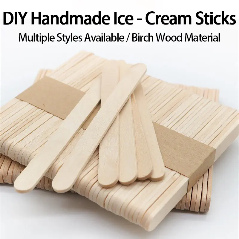 50/100pcs wooden popsicle sticks Hand Crafts Wood Ice Cream Popsicle Sticks DIY Wooden Sticks BJL003