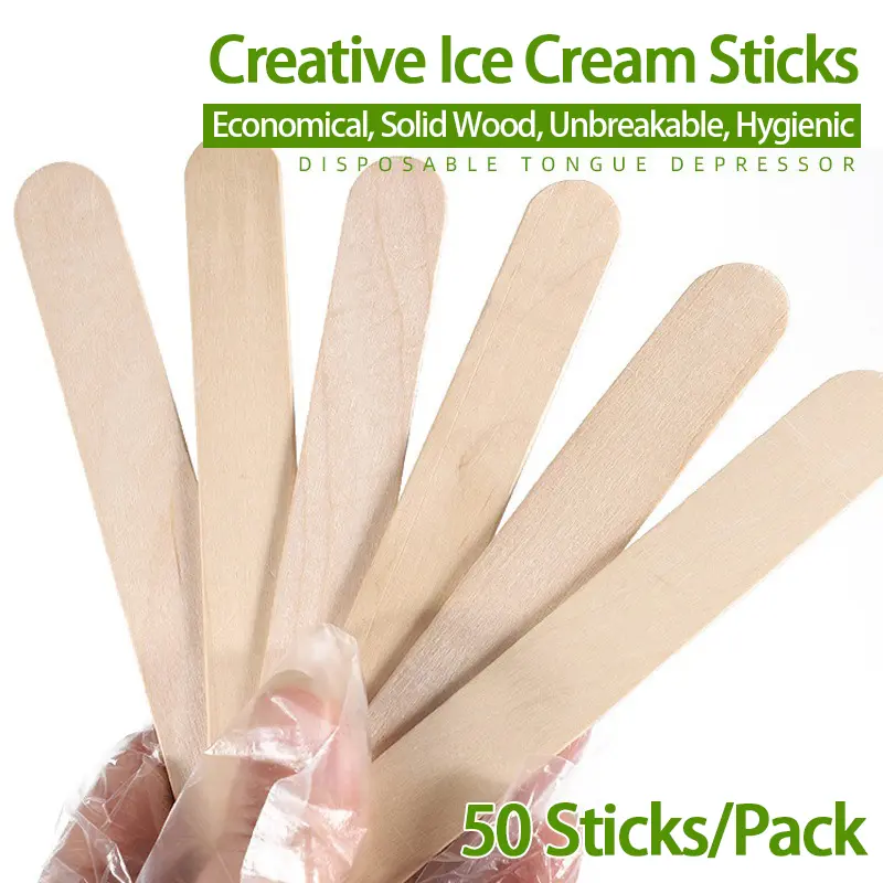 50/100pcs wooden popsicle sticks Hand Crafts Wood Ice Cream Popsicle Sticks DIY Wooden Sticks BJL003
