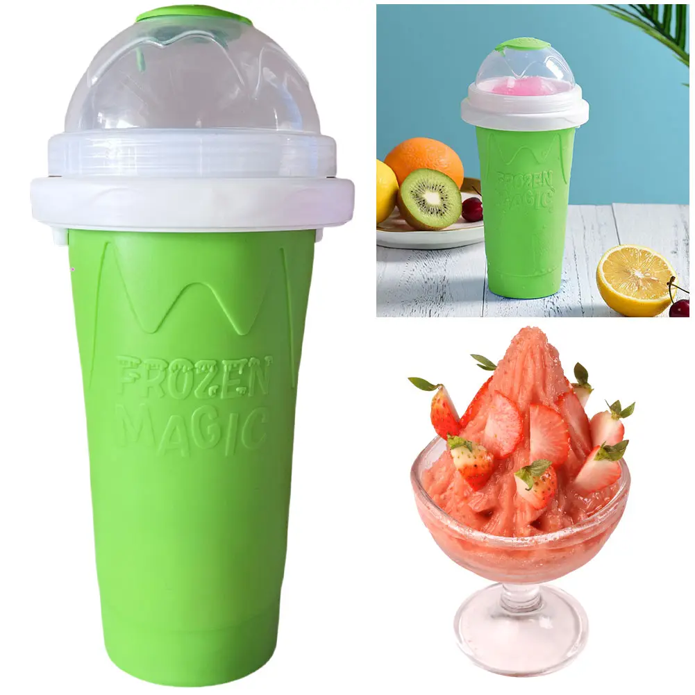 Portable Quickly Make Smoothie Cups Slushie Maker Cup with Lip Smoothies Juice Ice Cream Milkshake Squeeze Bottle Cooling Cup