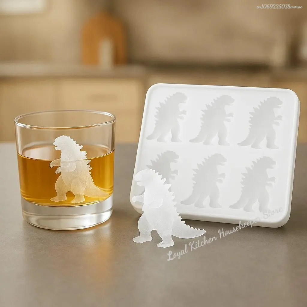 Monster Ice Mold,Molds With Homemade Flavored Frozen Snacks Large Silicone Cube Mold Makes 6 Giant Whiskey Ice Dragon Silicone