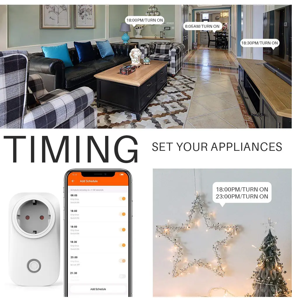 16A Smart Wifi Plug Smart Home Wifi Wireless Socket for Alexa Google Home Tuya/Smart Life