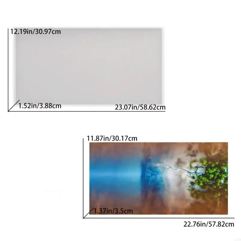 N2UE Crafting Silicone Molds Large Table Moulds Desk Moulds Resin Rectangular Molds Unique Cutting Board Molds Plate Moulds