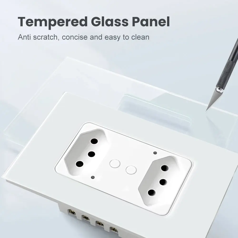 Melery Brazil WiFi Smart Life Wall Socket USB Tuya Electrical Plug Outlet PC/Glass Panel Whole House by Alexa Google Home