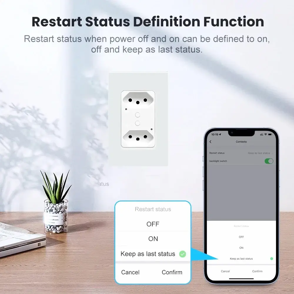 Melery Brazil WiFi Smart Life Wall Socket USB Tuya Electrical Plug Outlet PC/Glass Panel Whole House by Alexa Google Home