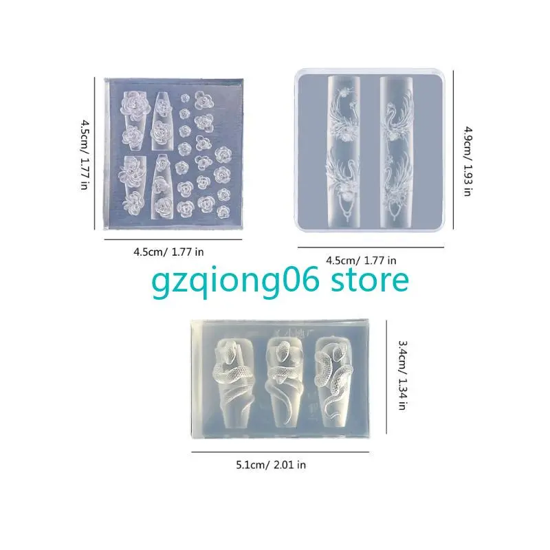 K3NF Intricate Rose Flower Art Mold Delicate Carving Molds Embellishments Silicon Embossed Silicone Moulds