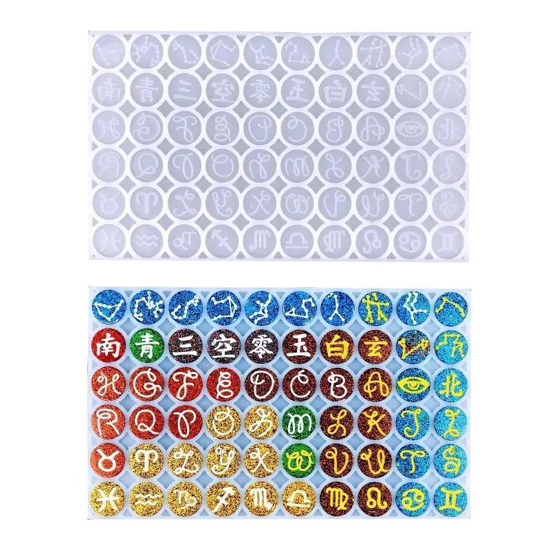 E21F Cufflinks Cuff Button Silicone Mold Tray Round Symbol Hanging Pendant Ornament Epoxy Resin Casting Mould DIY