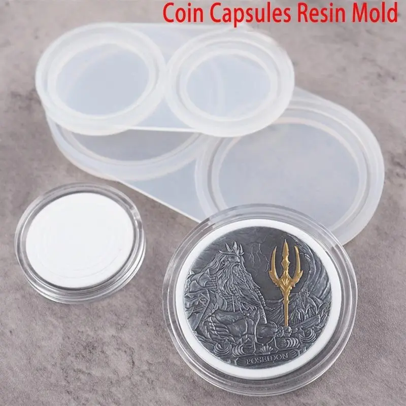 Handmade Coin Capsules Resin Mold with Foam Gasket Coin Storage Box for Case