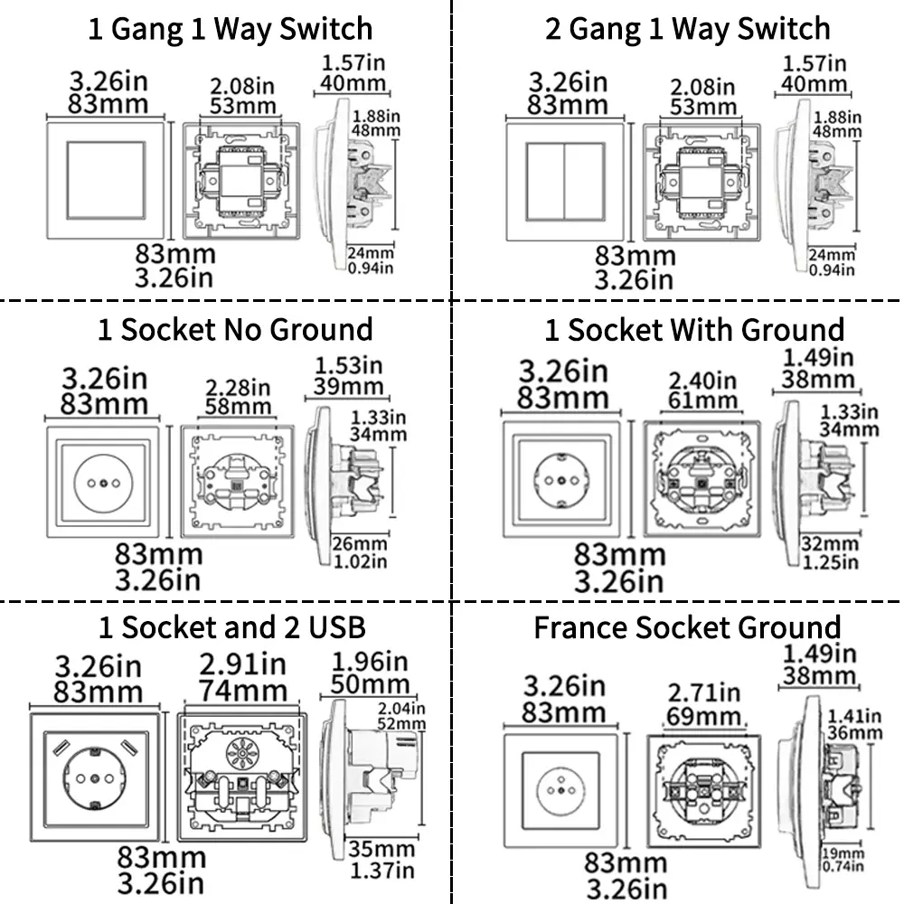 NEWWhite European standard socket (without grounding) with grounding function USB port. Flame-retardant paint plastic material