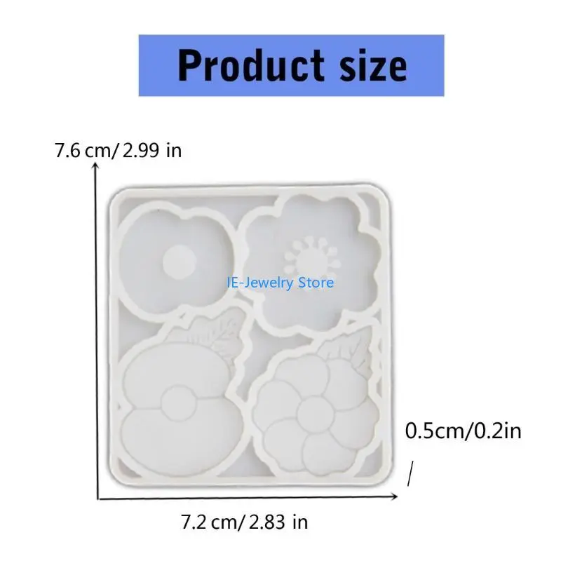 W8KF Silicone Poppys Flower Mould High Temperature Safe Mold Jewelry Making Supplies