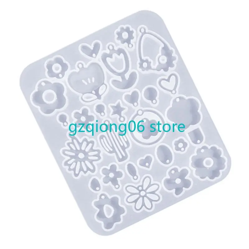 K3NF Flexible Silicone Mold Easter Earrings Mould Tools/Flower Shaped Ear Pendant Mold for Craft Lovers Jewelry Supplies