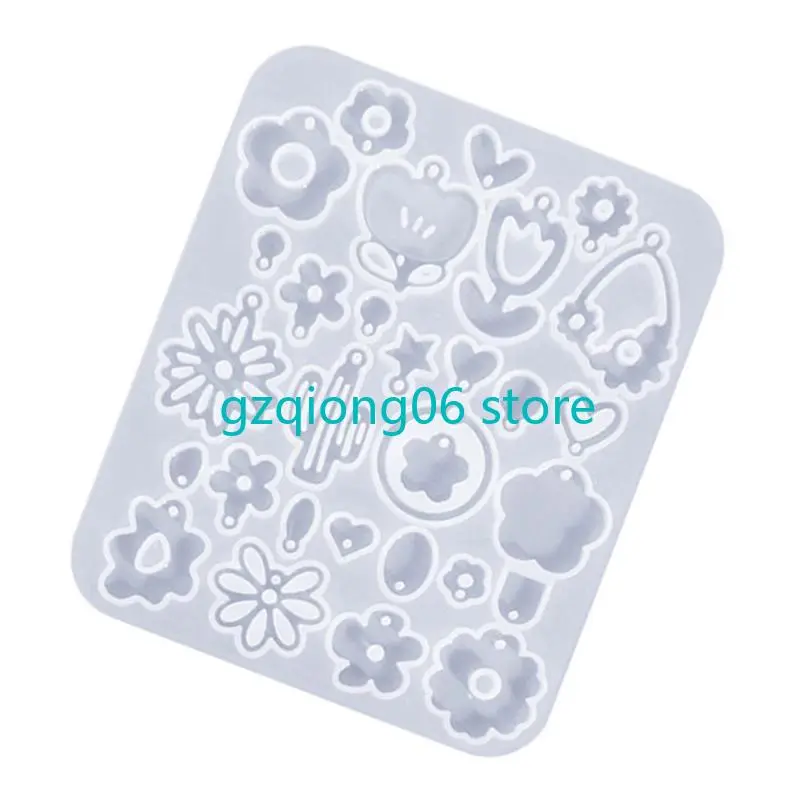 K3NF Flexible Silicone Mold Easter Earrings Mould Tools/Flower Shaped Ear Pendant Mold for Craft Lovers Jewelry Supplies