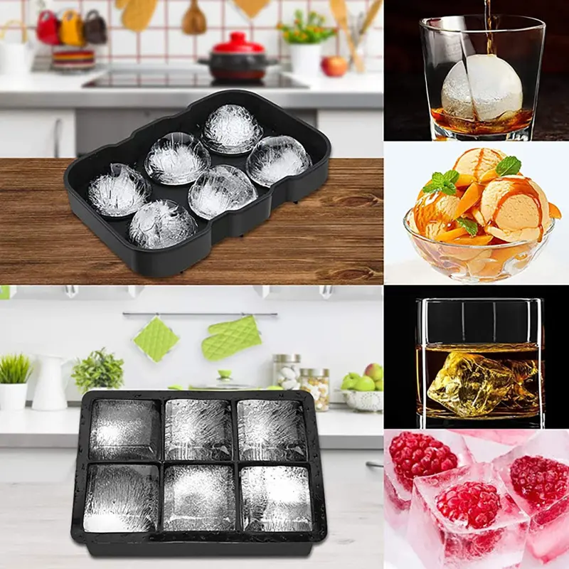 Ice Cube Molds for Freezer Whiskey Ice Mould Ball Reusable Diamond Ice Mold Large Ice Cube Trays Silicone Kitchen Accessories