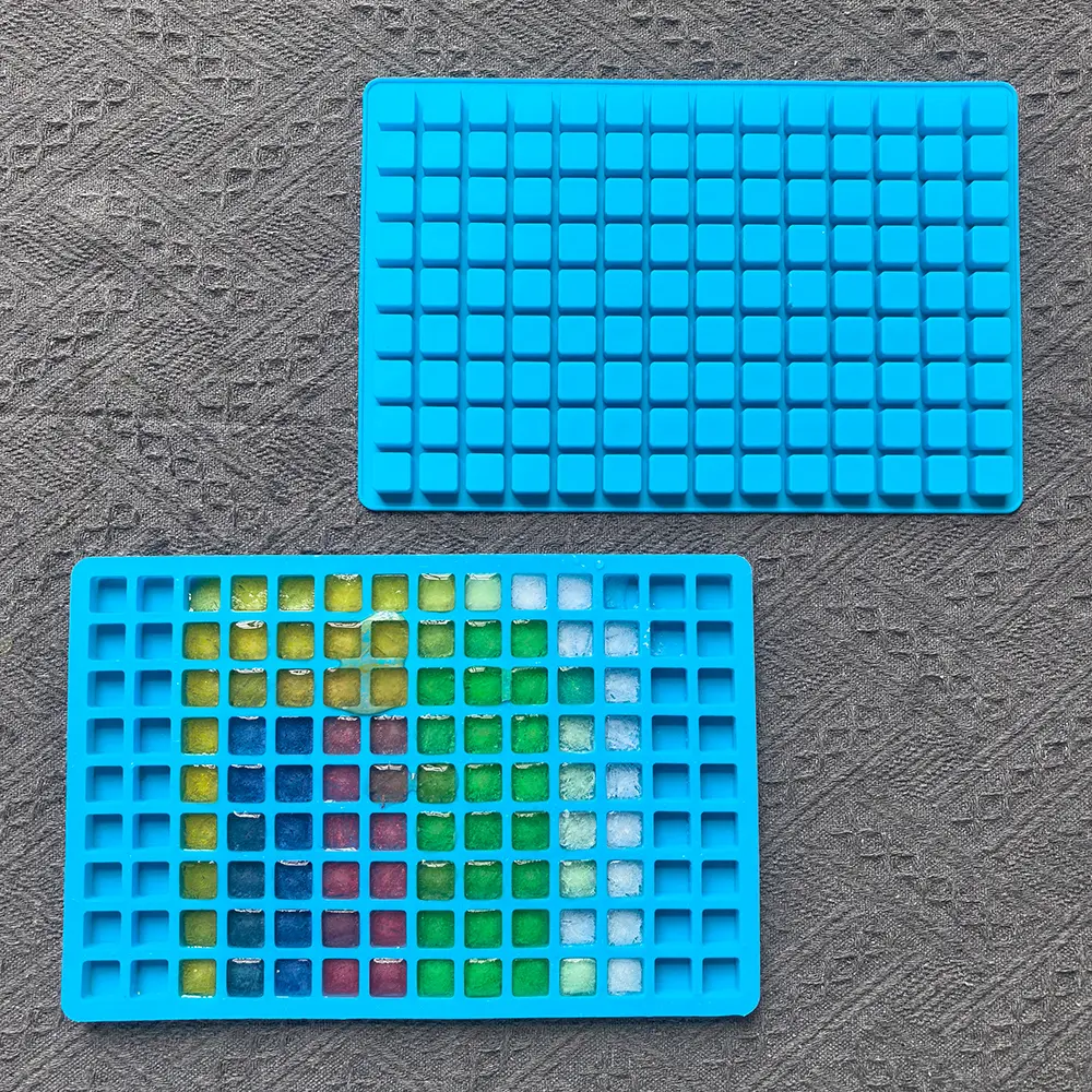 126 cavity mini square shaped silicone mold for ice cubes, used for freezer freezing and easy to release ice tray, suitable