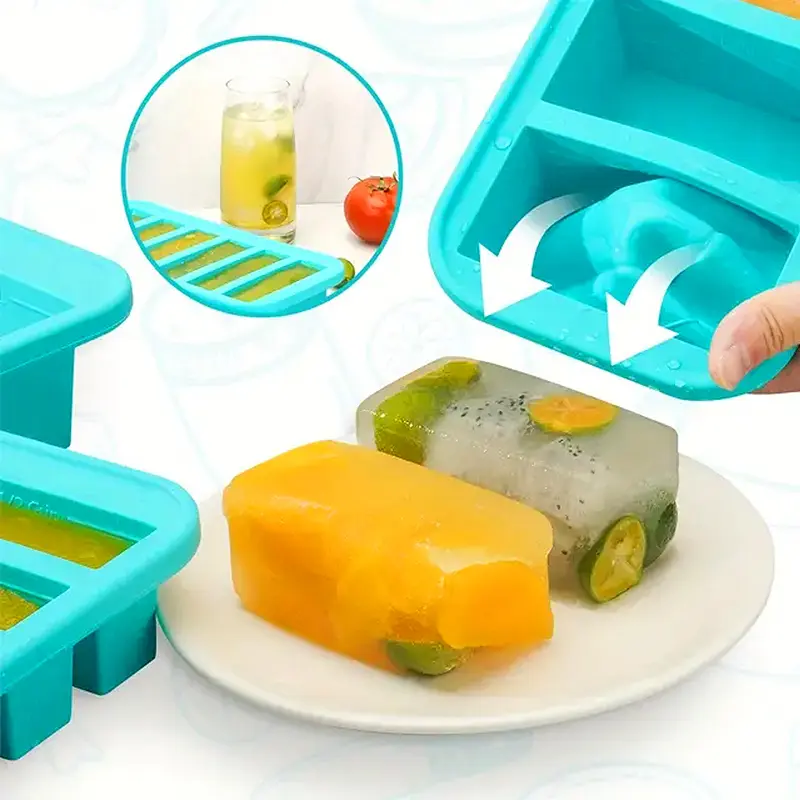1PC 2/4/6Grid Silicone Freezer Mold with Lid Refrigerated Food Storage Box Food Box Ice Tray Mold Ice Box Fresh-keeping Box