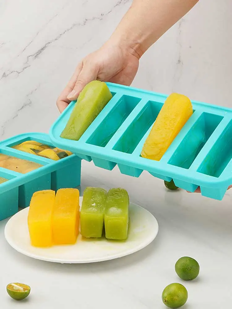 1PC 2/4/6Grid Silicone Freezer Mold with Lid Refrigerated Food Storage Box Food Box Ice Tray Mold Ice Box Fresh-keeping Box