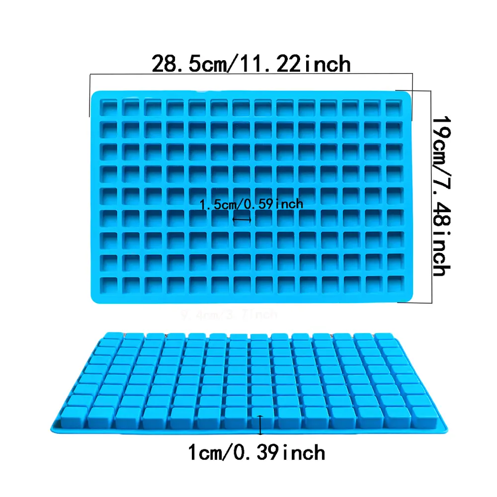 126 cavity mini square shaped silicone mold for ice cubes, used for freezer freezing and easy to release ice tray, suitable