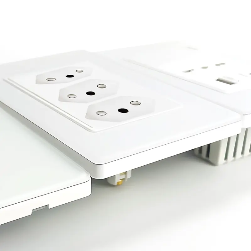T&I 118 Wall Switch Sockets Tempered Glass Panel Type-C USB Wall Socket Package for Brazil,  3gang Wall Switch