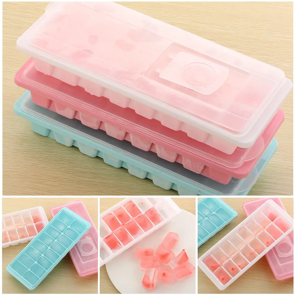16 Cavity Jelly Freezer Kitchen Plastic Maker Box Ice Tray With Lid Jelly Freezer Cube Mold