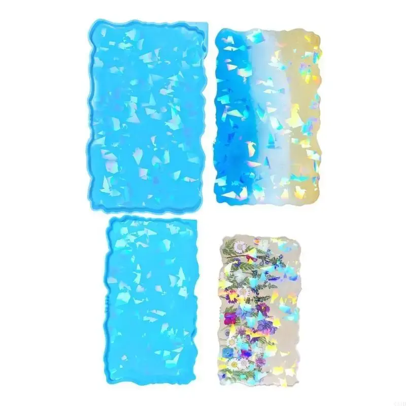 Durable Silicone Moulds Resin Tray Casting Mold with Handles Holographical Tea Tray Making Mould for DIY Enthusiasts