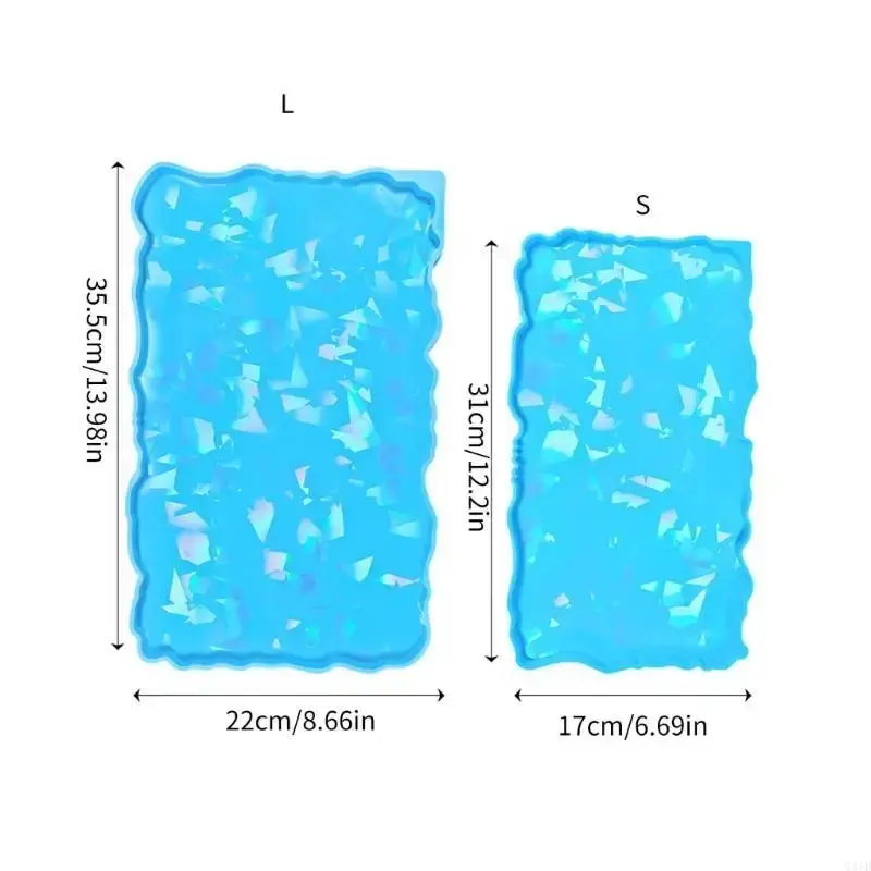 Durable Silicone Moulds Resin Tray Casting Mold with Handles Holographical Tea Tray Making Mould for DIY Enthusiasts