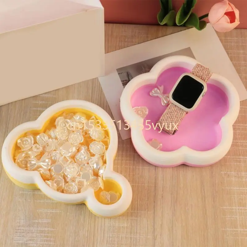 X5QD Trays Mold Silicone Molds DIY Cloud/Plum Blossom Dish Decoration Casting Moulds