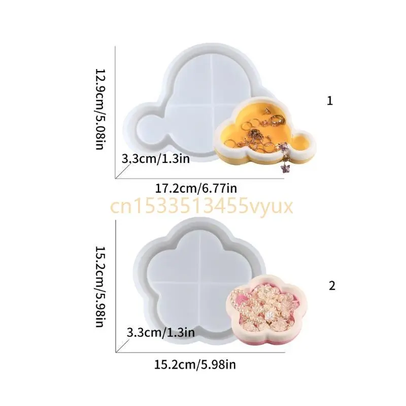 X5QD Trays Mold Silicone Molds DIY Cloud/Plum Blossom Dish Decoration Casting Moulds