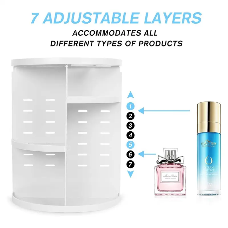 L60A 360 Rotating Makeup Organizer, DIY Adjustable Makeup Spinning Holder Storage Rack, Capacity Make Up Shelf Cosmetics A Durab