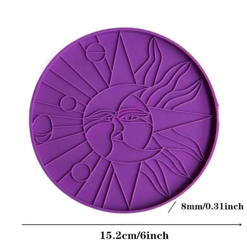 M76B and for Sun Resin Mold Line Art Decorative Plate Resin Mold for Sun with Star Face Tea Mat Silicon