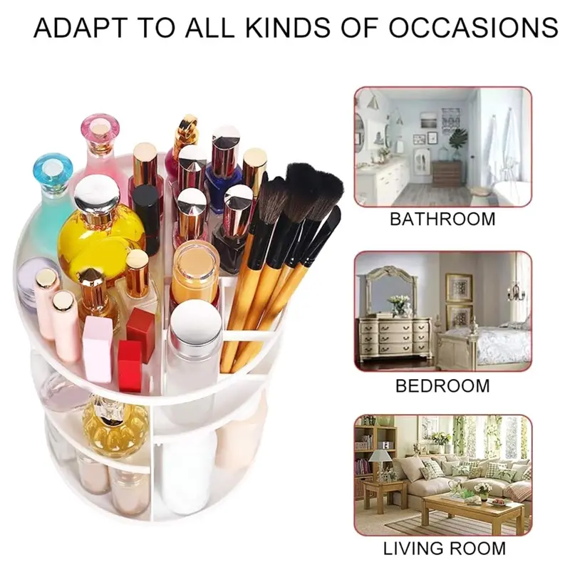 L60A 360 Rotating Makeup Organizer, DIY Adjustable Makeup Spinning Holder Storage Rack, Capacity Make Up Shelf Cosmetics A Durab