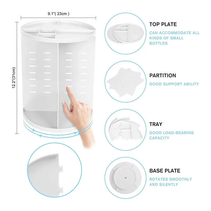 L60A 360 Rotating Makeup Organizer, DIY Adjustable Makeup Spinning Holder Storage Rack, Capacity Make Up Shelf Cosmetics A Durab