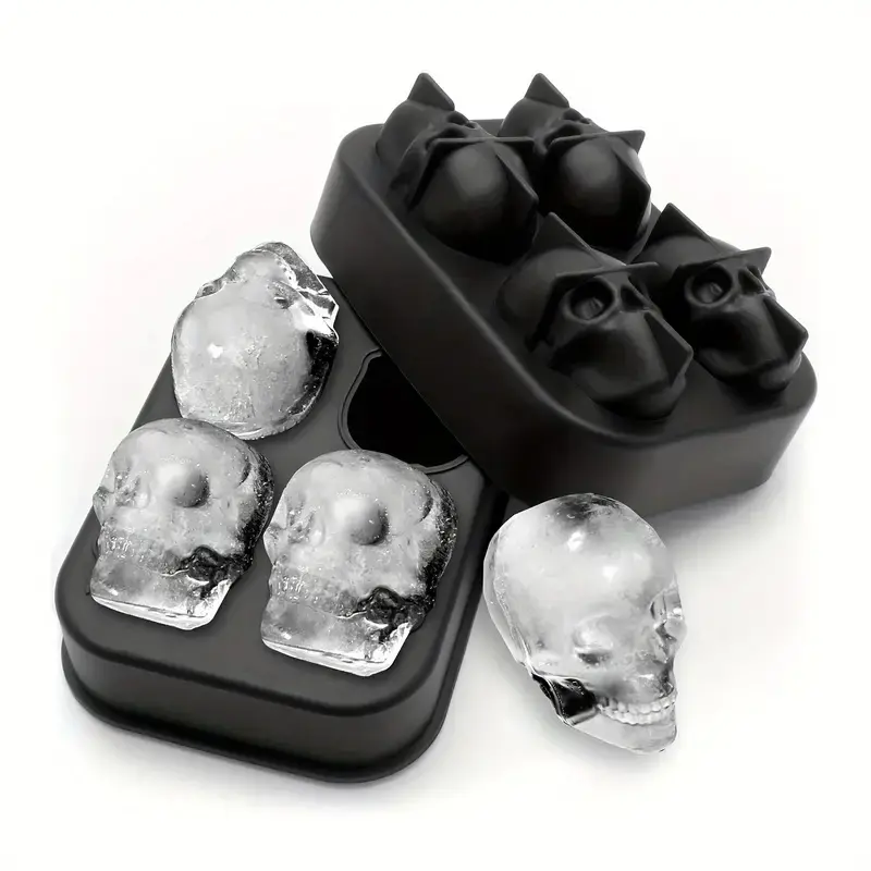 Silicone Ice Cube Mold Tray With Lid, Diamond Skull Ball Shape Ice Maker, Easy Release ,For Whisky, Cocktail, Kitchen Accessorie