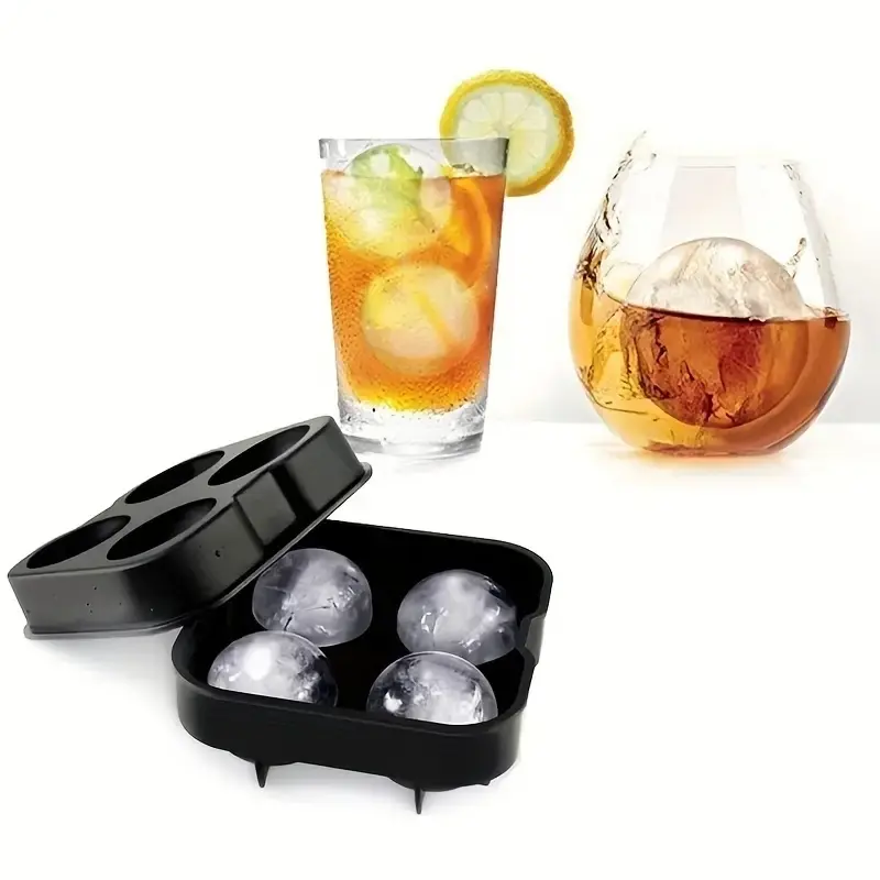 Silicone Ice Cube Mold Tray With Lid, Diamond Skull Ball Shape Ice Maker, Easy Release ,For Whisky, Cocktail, Kitchen Accessorie