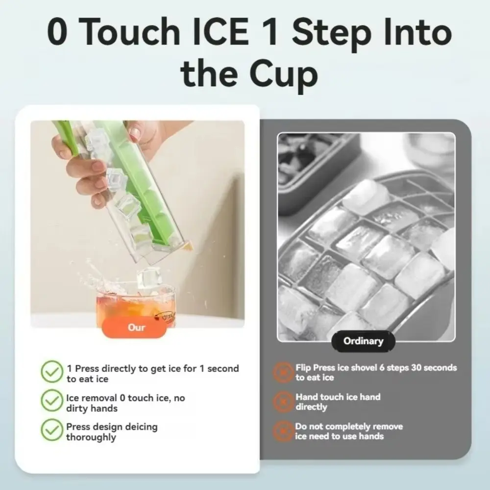 Convenient One-handed Press Ice Cube Tray 6 Compartment Easy Push Ice Tray Molds Plastics Easy Removal Ice Lattice Whiskey
