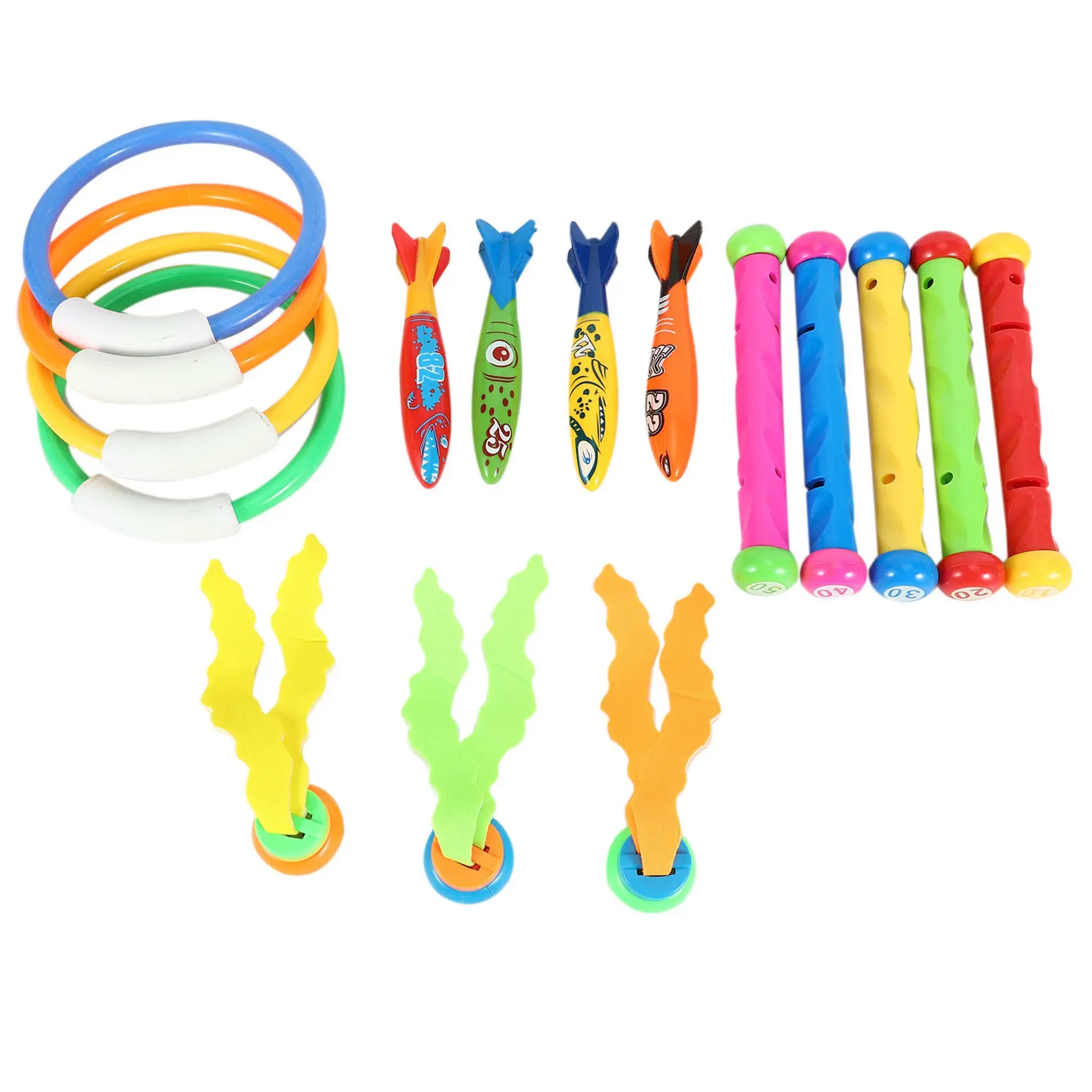 AZ-Diving Toys Underwater Sinking Swimming Pool Toy, Diving Rings & Sticks, Torpedoes, Water Grass, Dive Training Gift For Kids