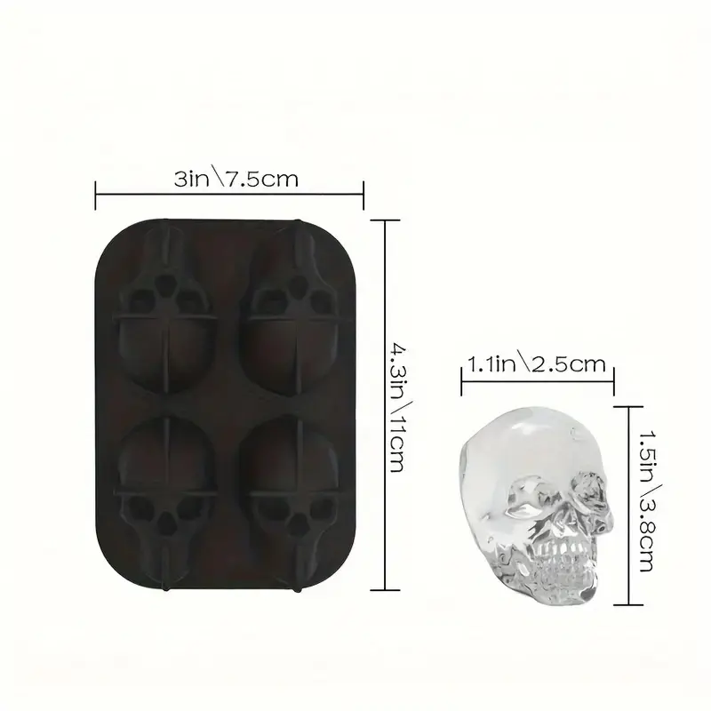 Silicone Ice Cube Mold Tray With Lid, Diamond Skull Ball Shape Ice Maker, Easy Release ,For Whisky, Cocktail, Kitchen Accessorie