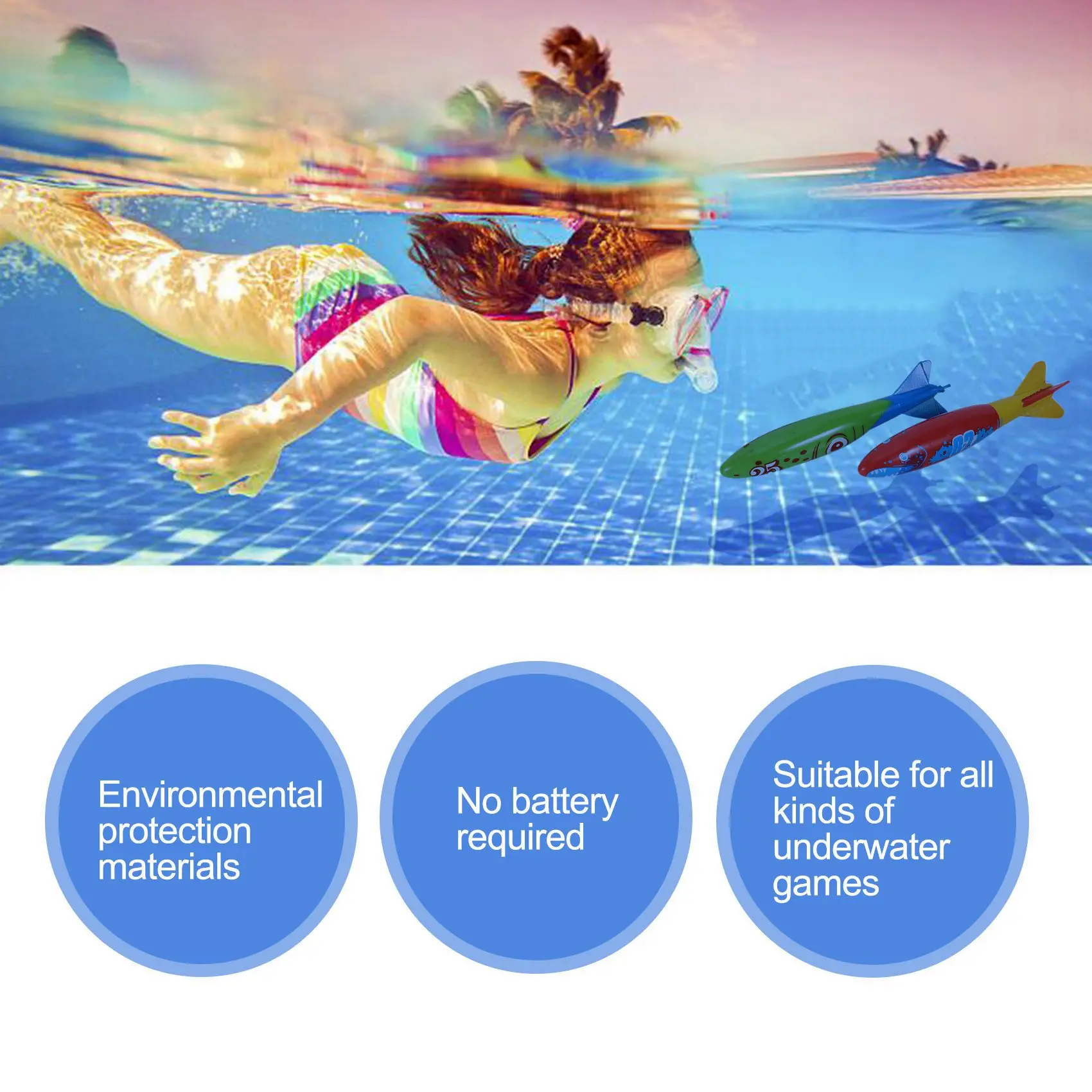 AZ-Diving Toys Underwater Sinking Swimming Pool Toy, Diving Rings & Sticks, Torpedoes, Water Grass, Dive Training Gift For Kids