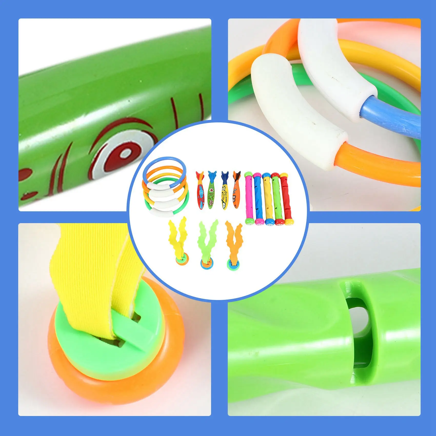 AZ-Diving Toys Underwater Sinking Swimming Pool Toy, Diving Rings & Sticks, Torpedoes, Water Grass, Dive Training Gift For Kids