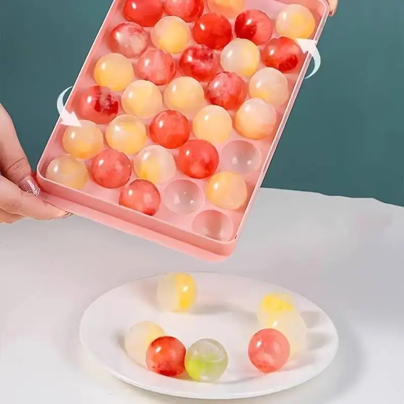 Ice Cube Tray with Lid Plastic Round Diamond Style Ice Mold Refrigerator Spherical DIY Moulds Ice Ball Maker Kitchen Tool