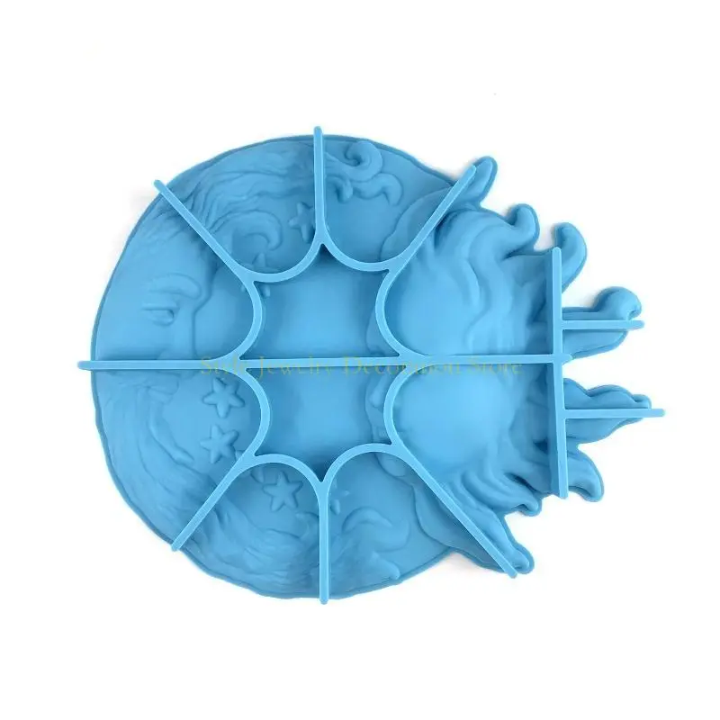 D46E for Sun Moon Face Shaped Epoxy Casting Mold Art Craft Making DIY Decoration for