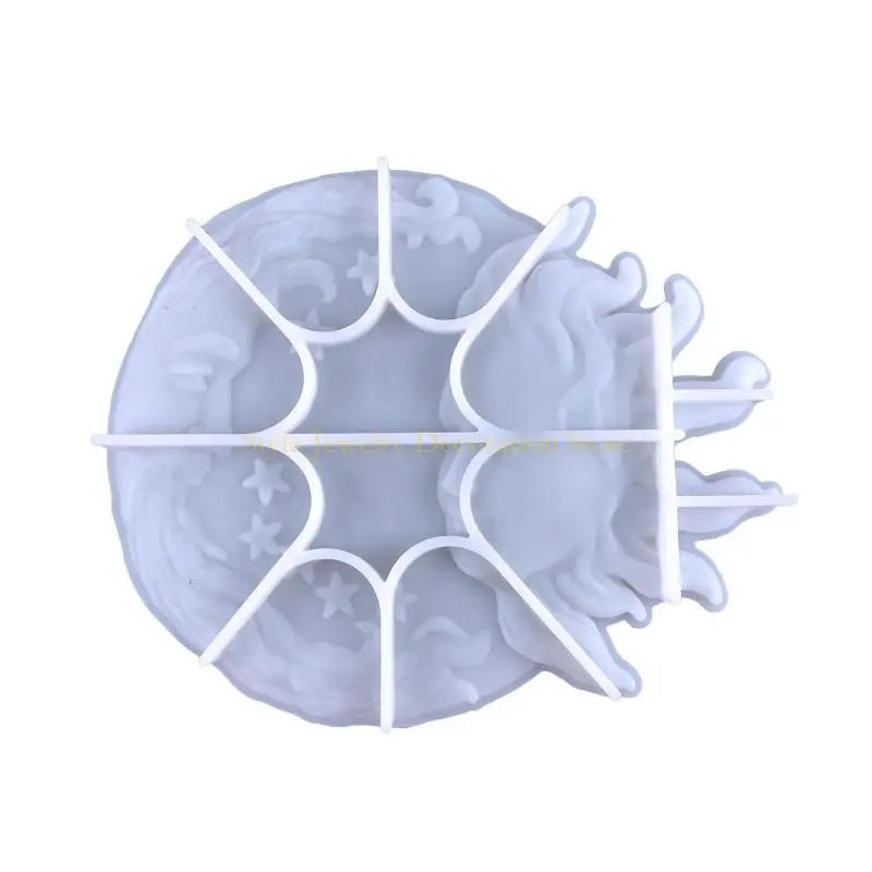 D46E for Sun Moon Face Shaped Epoxy Casting Mold Art Craft Making DIY Decoration for