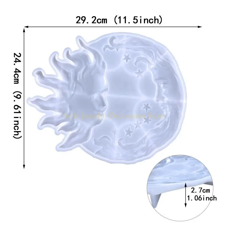 D46E for Sun Moon Face Shaped Epoxy Casting Mold Art Craft Making DIY Decoration for