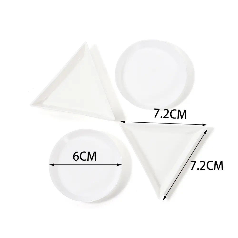 10pcs/lot Triangle Round Jewerly Boxes Rhinestone Plastic Bags Plate White Container For Bead Display Tray Handmade Supplies