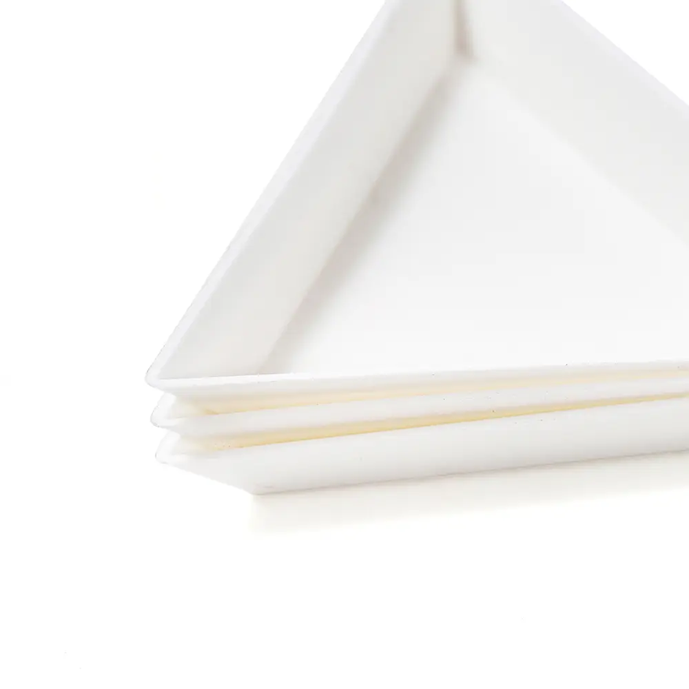 10pcs/lot Triangle Round Jewerly Boxes Rhinestone Plastic Bags Plate White Container For Bead Display Tray Handmade Supplies