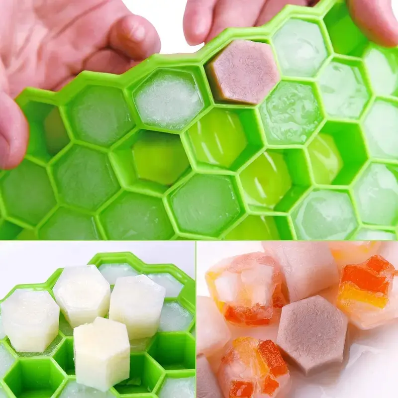 37 Lattice Trays Silicone Ice Mold Reusable Honeycomb Ice Cube Maker Food Grade Ice Maker with Lids Popsicle Mould DIY Ice Mold