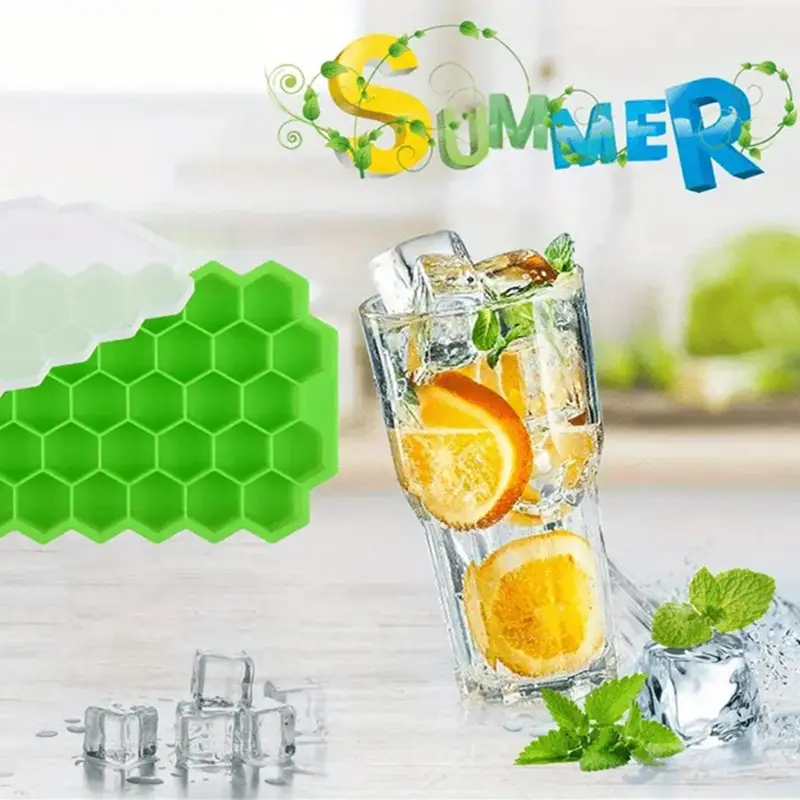 37 Lattice Trays Silicone Ice Mold Reusable Honeycomb Ice Cube Maker Food Grade Ice Maker with Lids Popsicle Mould DIY Ice Mold
