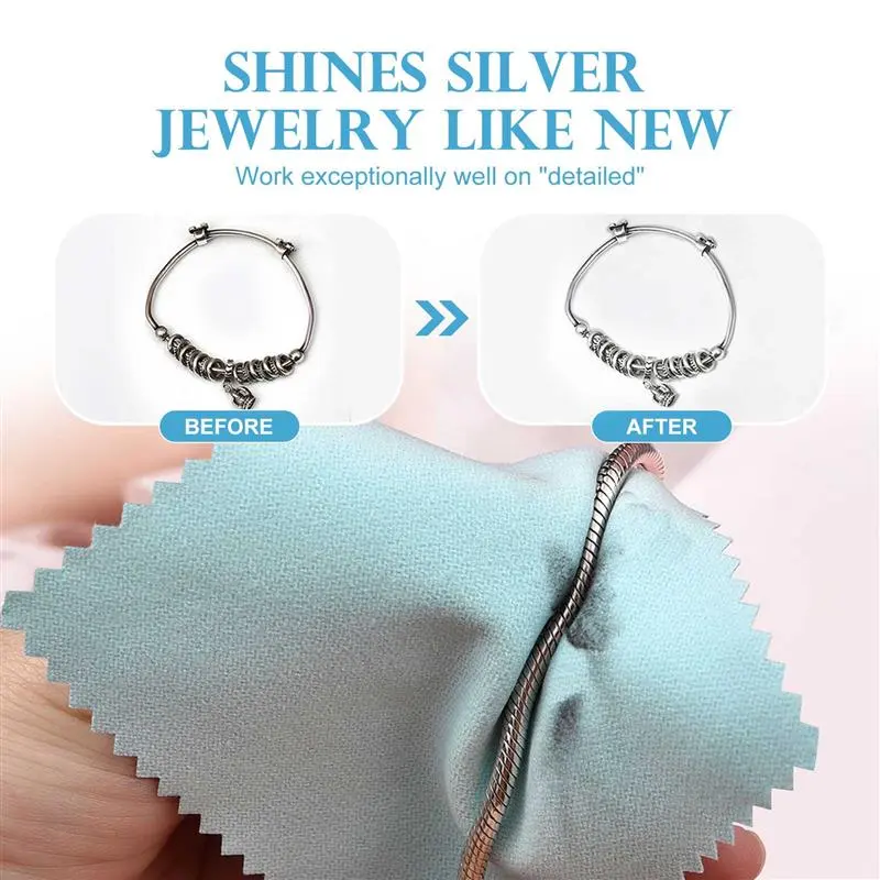 100 Pcs 8x8cm Silver Polishing Cloth Jewelry Cleaning Anti Tarnish Reusable Soft Wiping Cloth Keep Jewelry Shining Tools