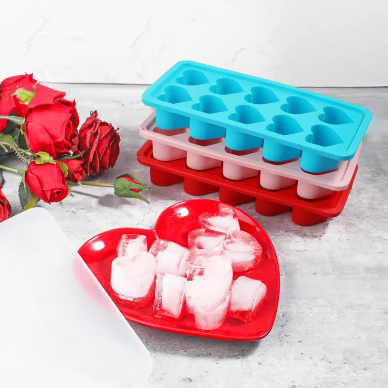 Ice Cube Mold with Lids Heart Shaped Silicone Chocolate Mold Multifunctional DIY Pudding Candy Mold Whiskey Kitchen Accessaries